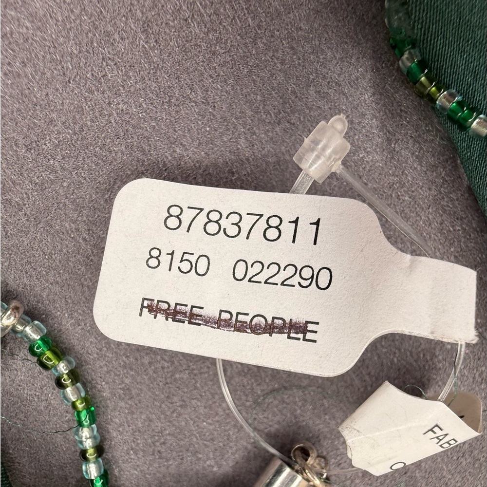 NWT Free People Boho Green Beaded Cross Pendant Long Ribbon Necklace - Picture 8 of 9